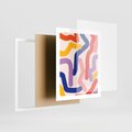 Plakat w ramie 40x50 - Abstrakcyjne Dialogi - abstrakcyjny kolorowy obraz, kolorowe linie - rama biała
