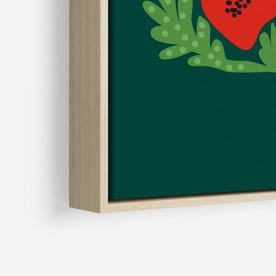 Obraz w ramie 70x100 - Księga Odbić - abstrakcyjna kwiatowa kompozycja, zielone mocne tło - rama drewno