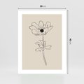 Plakat bez ramy 30x40 - Przenikający Dialog - szkic kwiatu, mnimalistyczny szkic