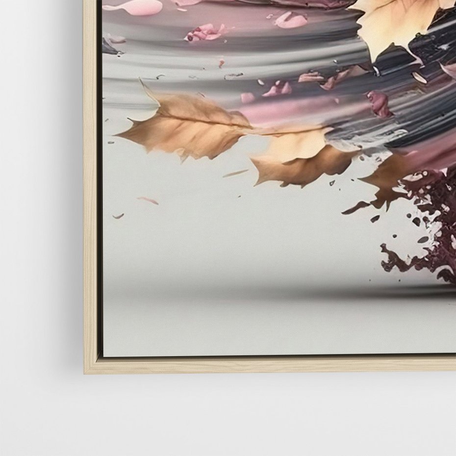 Obraz w ramie 50x70 - Kwiatowy Wir - nowoczesna grafika komputerowa, wir z kwiatów - rama drewno