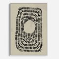 Obraz w ramie 70x100 - Zaklęte Wnętrza - boho plakat, czarne kropki kreski - rama biała
