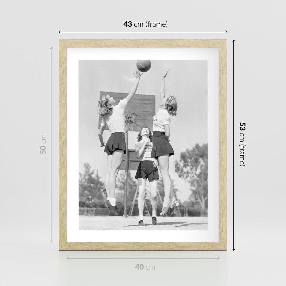 Plakat w ramie 40x50 - Sport to Zdrowie - retro zdjęcie, czarno białe - rama drewno