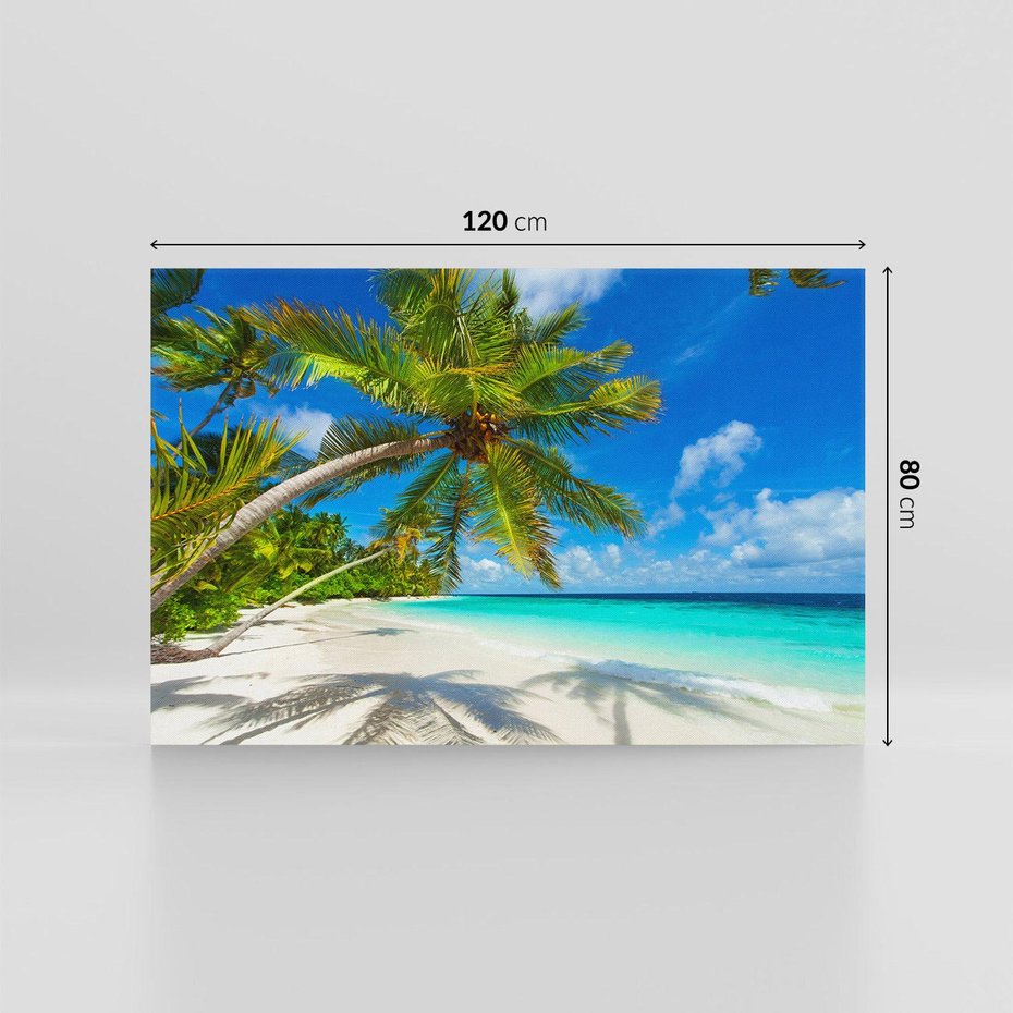 Obraz na płótnie 120x80 - Raj na Malediwach: Plaża, Morze i Palmy - Malediwy, plaża