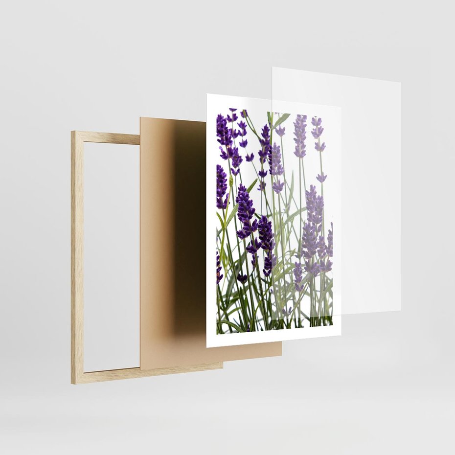 Plakat w ramie 50x70 - Fioletowa harmonia lawendy - lawenda, fiolet - rama drewno