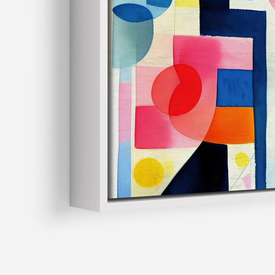 Obraz w ramie 70x100 - Księga Akwarelowych Przeniknięć - abstrakcyjny obraz, różne kolorowe kształty - rama biała