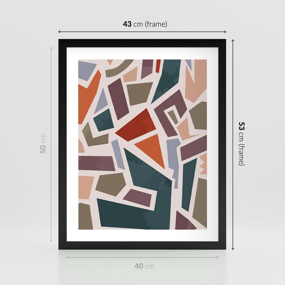 Plakat w ramie 40x50 - Modernistyczna Transcendencja - geometryczne kształty, mozaika - rama czarna