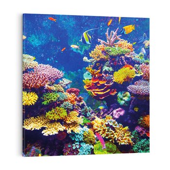 Obraz na płótnie 60x60 - Podwodne Zaczarowanie - kolorowa rafa koralowa, ukwiały