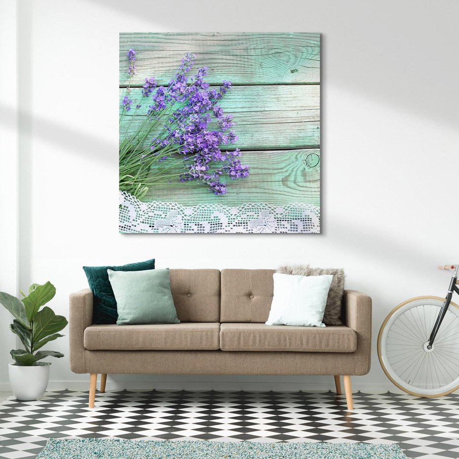 Obraz na płótnie 40x40 - Romantyczna lawenda - lawenda, kwiaty