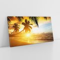 Obraz na płótnie 100x50 - Sielska plaża z palmami i morzem - plaża, morze