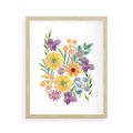 Plakat w ramie 40x50 - Kwiatowe Wibracje - akwarelowe polne kwiaty, minimalistyczny plakat - rama drewno