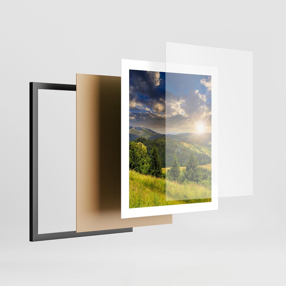 Plakat w ramie 40x50 - Pejzaż w perspektywie - pejzaż, perspektywa - rama czarna