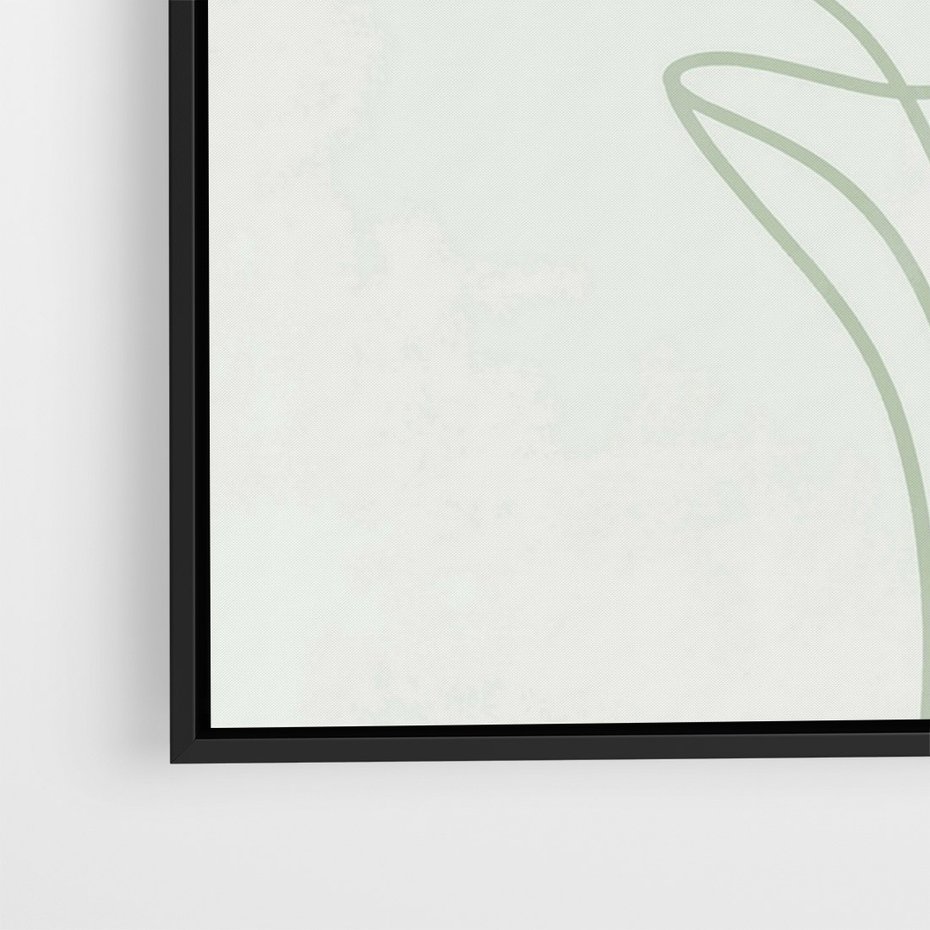 Obraz w ramie 50x70 - Zielona Równowaga Linii - abstrakcyjne delikatne zielone linie, nowoczesny plakat - rama czarna