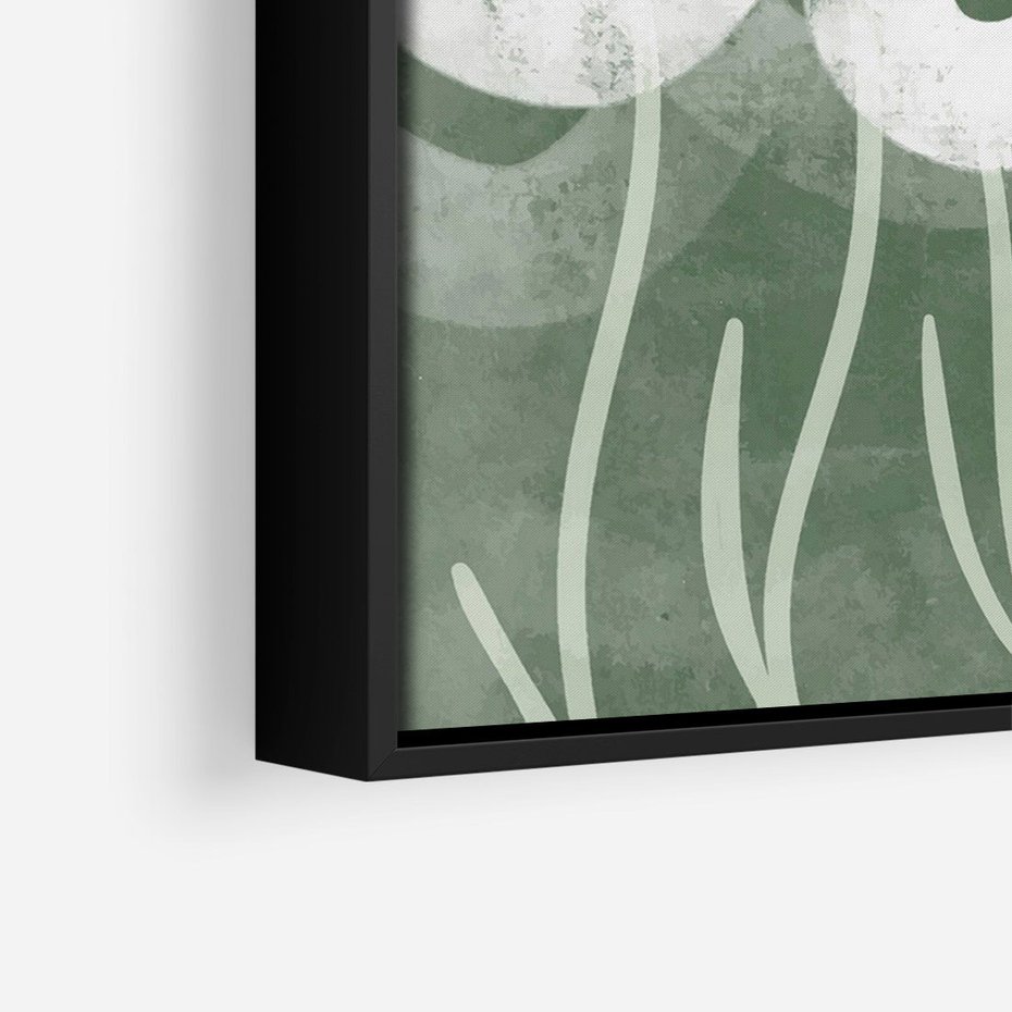 Obraz w ramie 50x70 - Spokojne Plamy Natury - zielony plakat, roślinne motywy - rama czarna