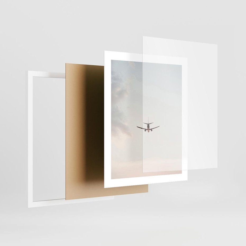 Plakat w ramie 40x50 - W Powietrzu: Samolot na Niebie - samolot w przestworzach, samolot na niebie - rama biała