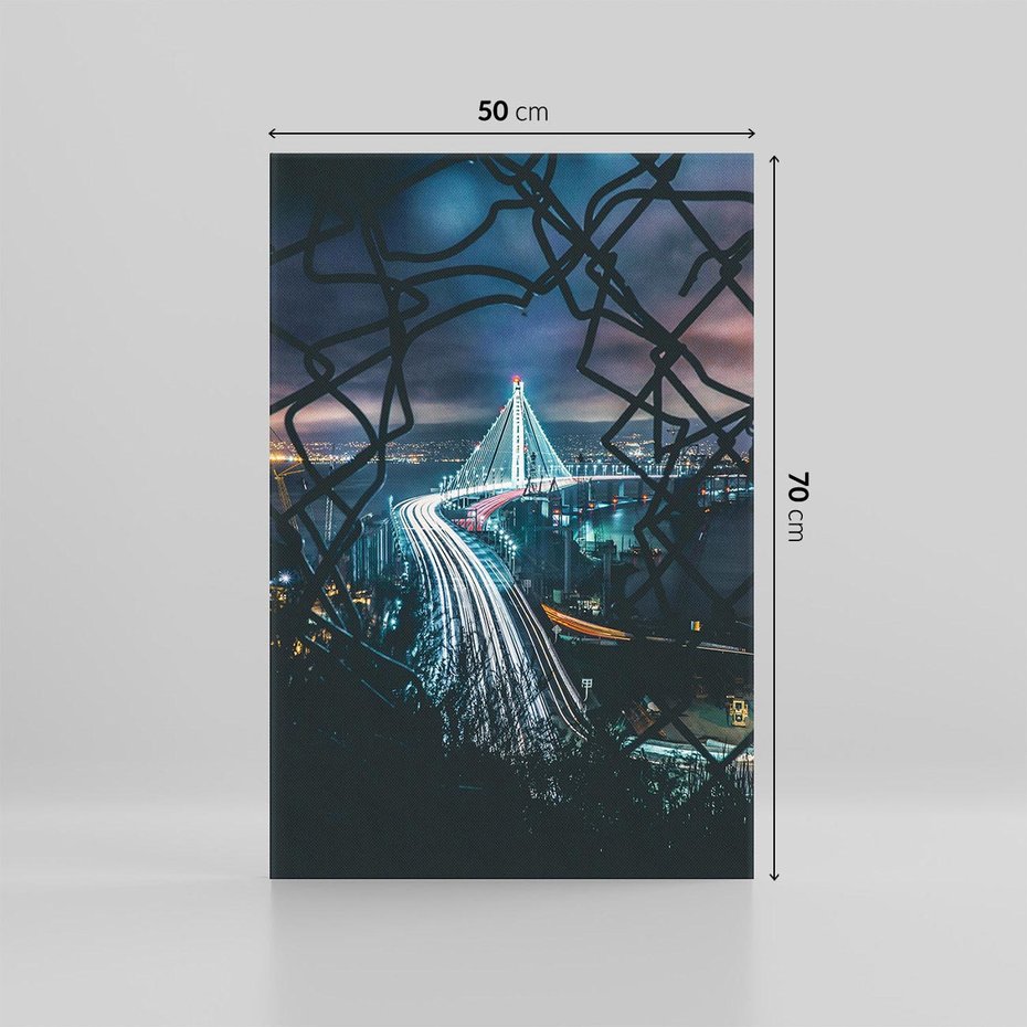 Obraz na płótnie 50x70 - Most nocą - Światła i refleksy - most, światła