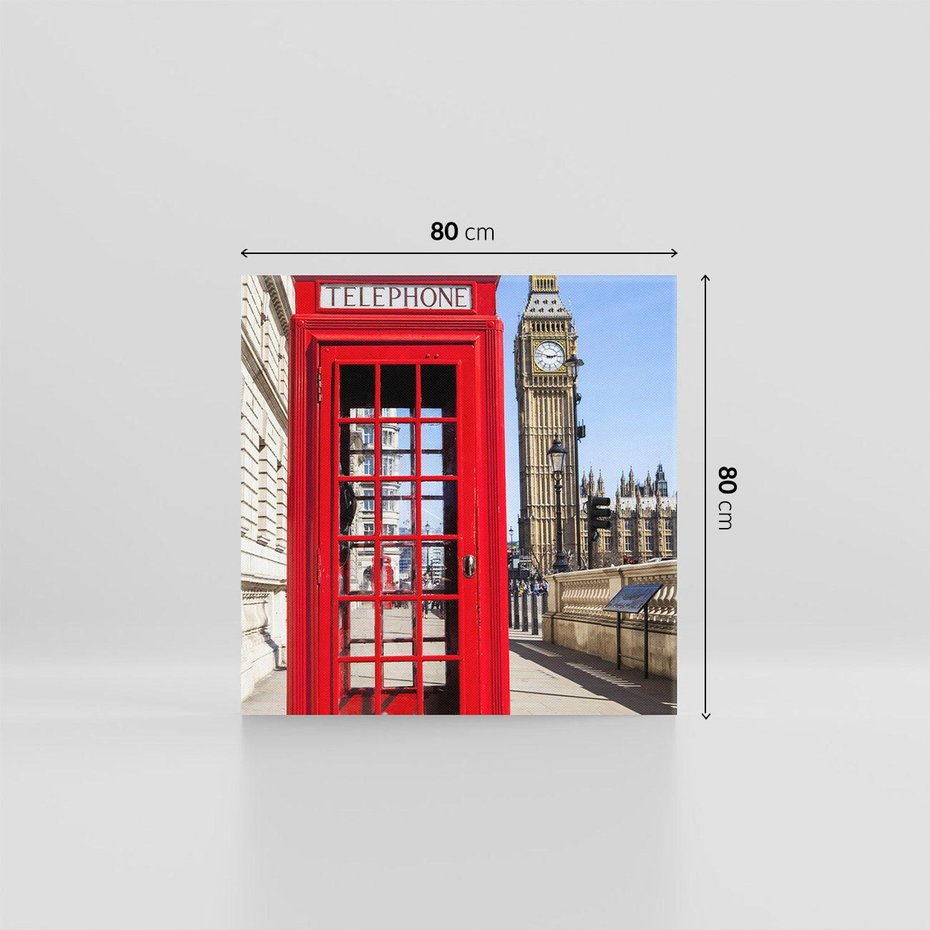 Obraz na płótnie 80x80 - Ikoniczna budka telefoniczna w Londynie - budka, telefoniczna