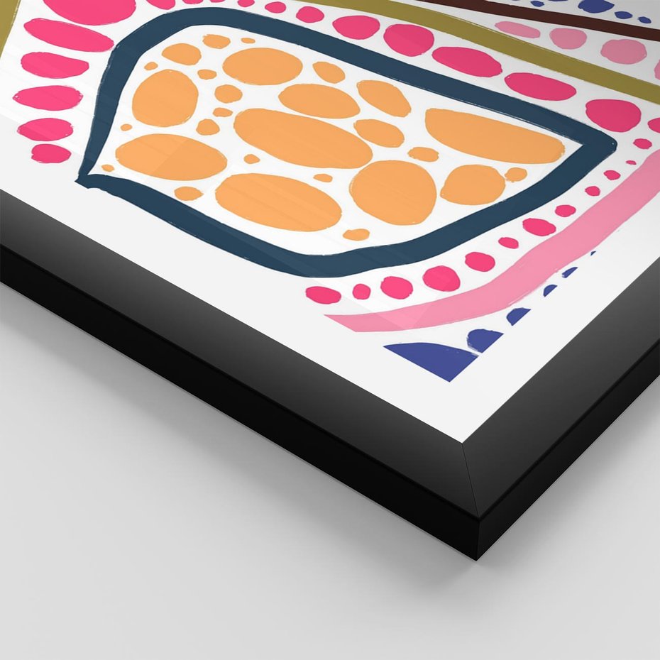 Plakat w ramie 40x50 - Migocące Tęczowe Widzenia - kolorowe wzory, tęczowe żywe kolory - rama czarna