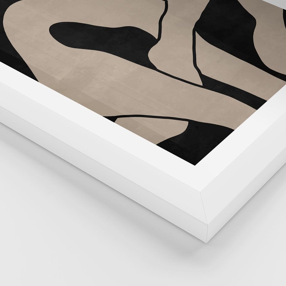 Plakat w ramie 40x50 - Nocne Pochłonięcia - abstrakcyjne linie, mroczny plakat - rama biała