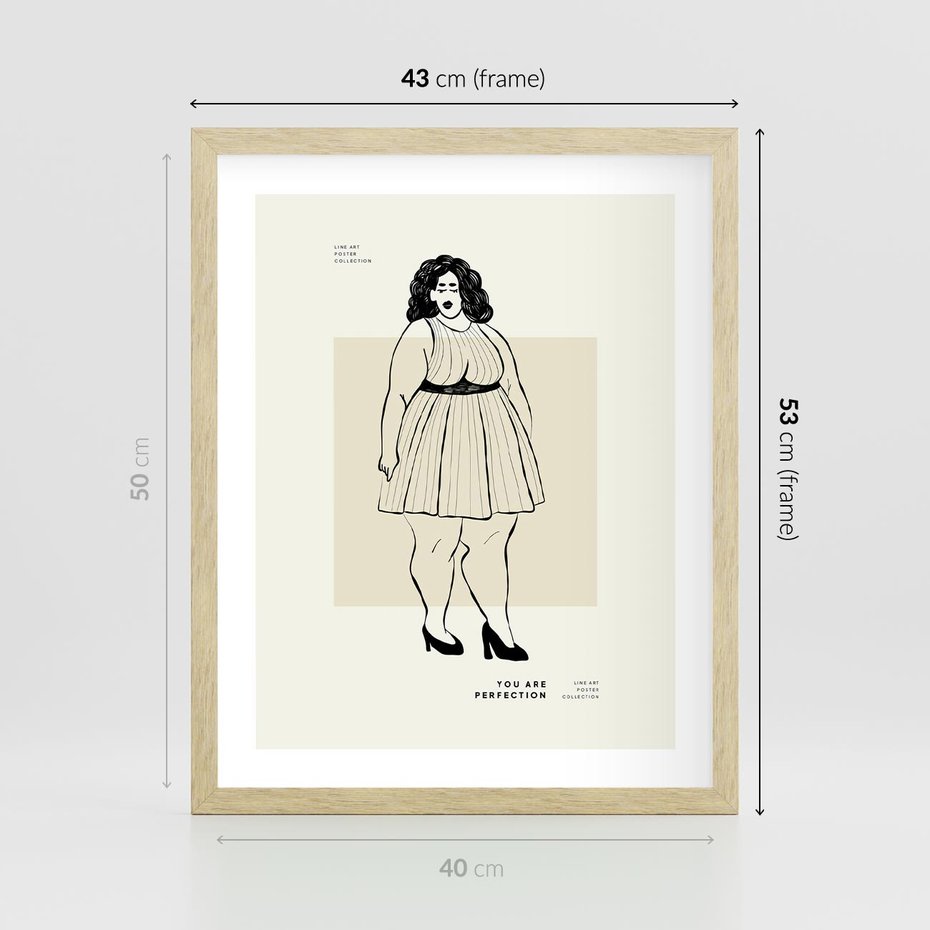 Plakat w ramie 40x50 - Ekspresja Wewnętrznych Emocji - kobieta, samoakceptacja - rama drewno