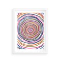 Plakat w ramie 30x40 - Cyrkulująca Harmonia - kolorowe etniczne wzory, tęczowe żywe kolory - rama biała