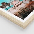 Plakat w ramie 30x40 - Plaża, Palmy i Spokój Miami - budka ratownika, plaża Miami - rama drewno