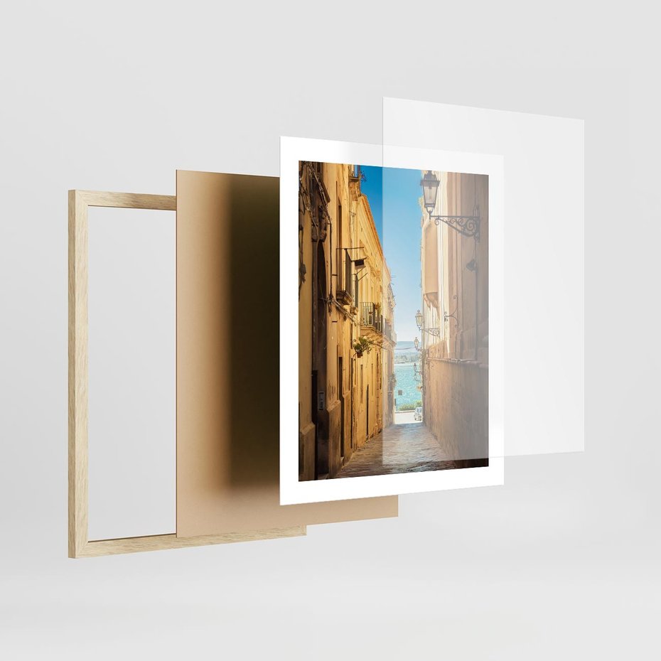 Plakat w ramie 40x50 - Perspektywa magicznej uliczki - uliczka, perspektywa - rama drewno