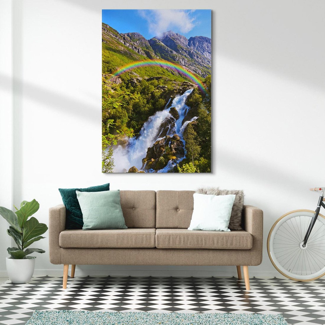 Obraz na płótnie 70x100 - Tęczowe góry - harmonia kolorów - tęcza, góry