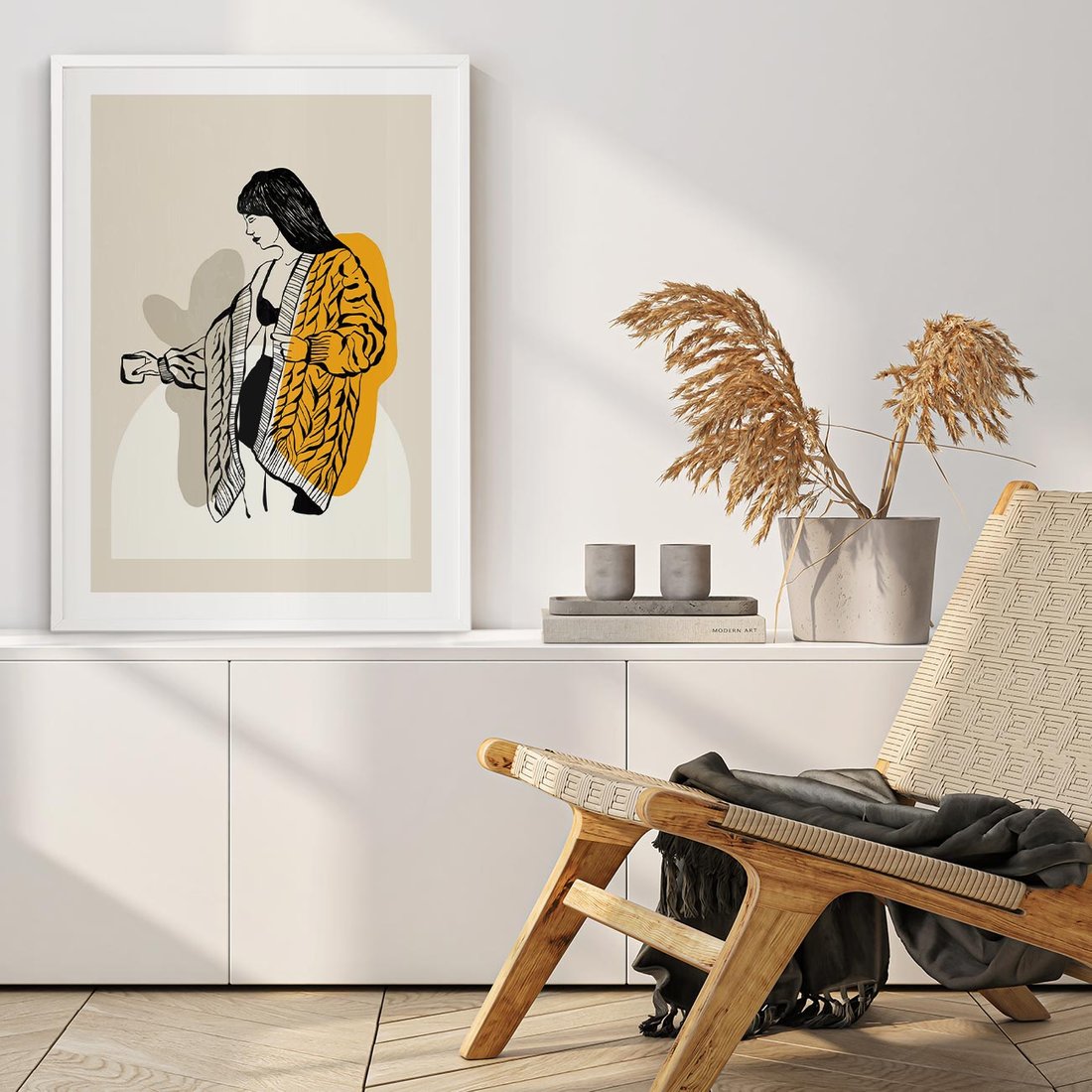 Plakat bez ramy 30x40 - Żółte Akcenty w Grafice - grafika, minimalizm