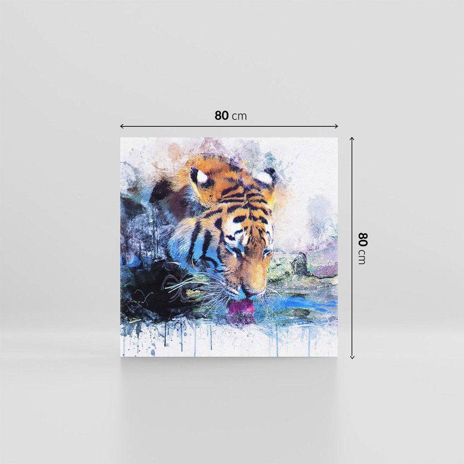Obraz na płótnie 80x80 - Tygrys w abstrakcyjnym tańcu - tygrys, sztuka