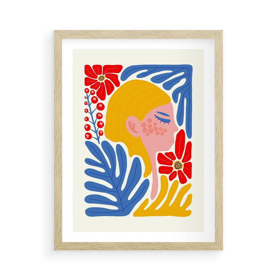 Plakat w ramie 50x70 - Kolorowe Rytmy - kobieca sztuka, abstrakcja - rama drewno