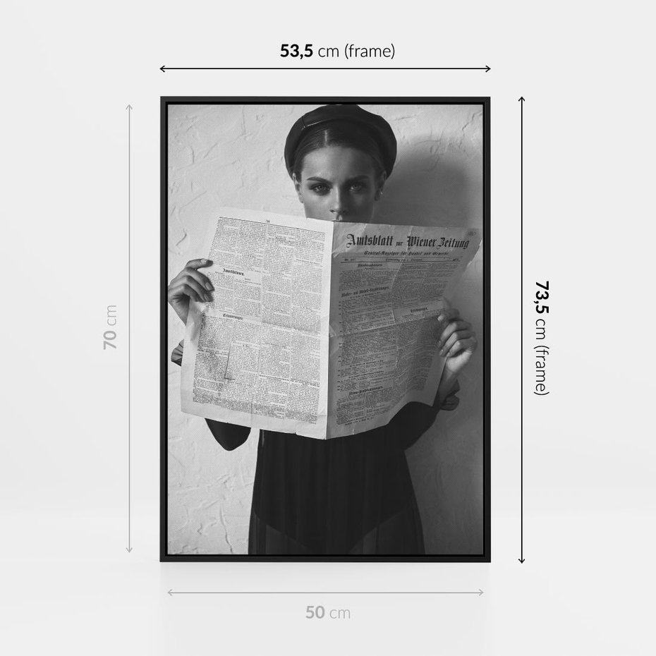 Obraz w ramie 50x70 - Nowe Wiadomości - retro zdjęcie, czarno białe - rama czarna