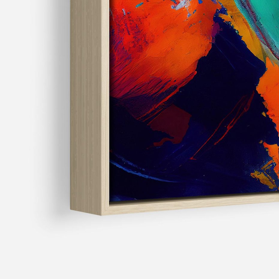 Obraz w ramie 80x80 - Abstrakcyjne wizje czasu - żywe radosne kolory, plamy kolory - rama drewno