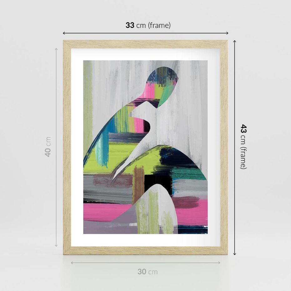 Plakat w ramie 30x40 - Impulsy Marzeń - abstrakcyjna sztuka, nowoczesny obraz - rama drewno