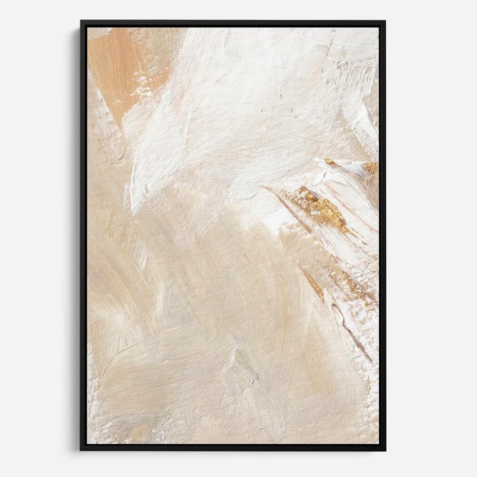 Obraz w ramie 70x100 - Elegancja w Złocistym Chaosie - złoto beż, abstrakcja - rama czarna