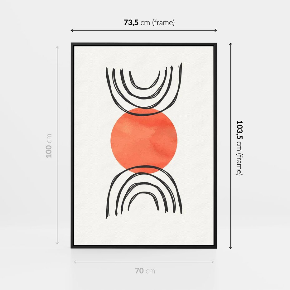 Obraz w ramie 70x100 - Lustrzane Widzenie - koło, boho styl - rama czarna