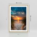 Plakat w ramie 50x70 - Magia zachodu słońca na plaży - zachód, słońca - rama drewno