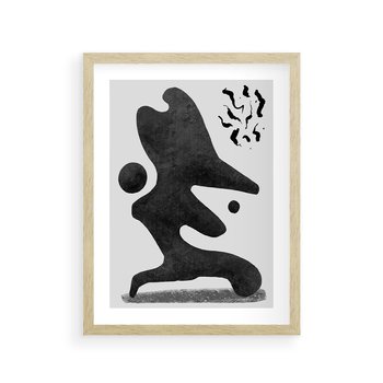 Plakat w ramie 50x70 - Abstrakcja w Monochromii - nowoczesna grafika, abstrakcja - rama drewno
