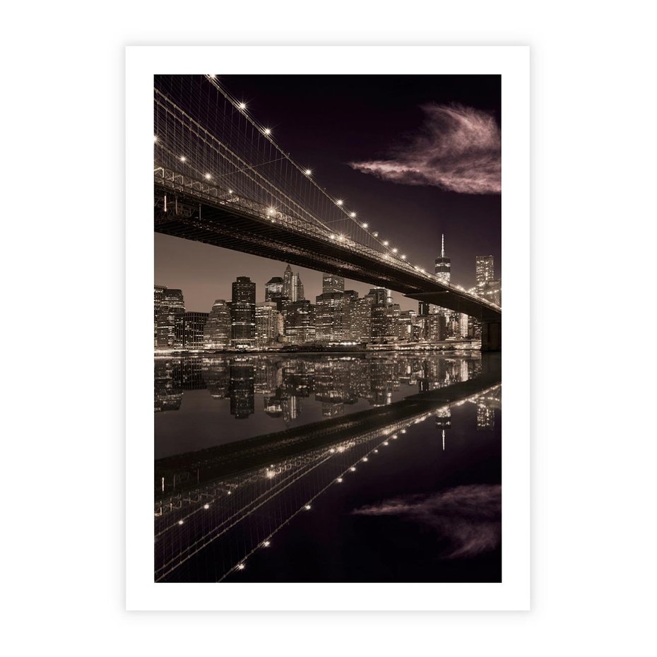 Plakat bez ramy 21x30 - Most na nocnym horyzoncie - most, noc