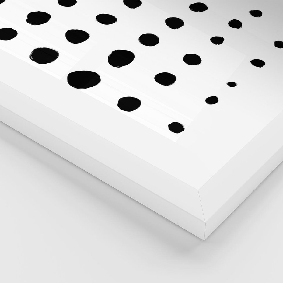 Plakat w ramie 30x40 - Migocące Anomalie - abstrakcyjna kompozycja z czarnych kropek, minimalistyczny czarno bialy plakat - rama biała