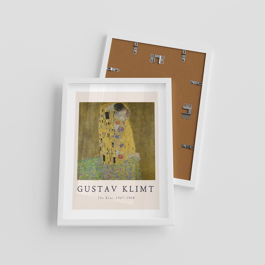 Plakat w ramie 30x40 - Sztuka Klimta - gustav klimt, pocałunek - rama biała
