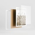 Plakat w ramie 50x70 - Nostalgiczny Pejzaż - suche trawy, pole - rama biała