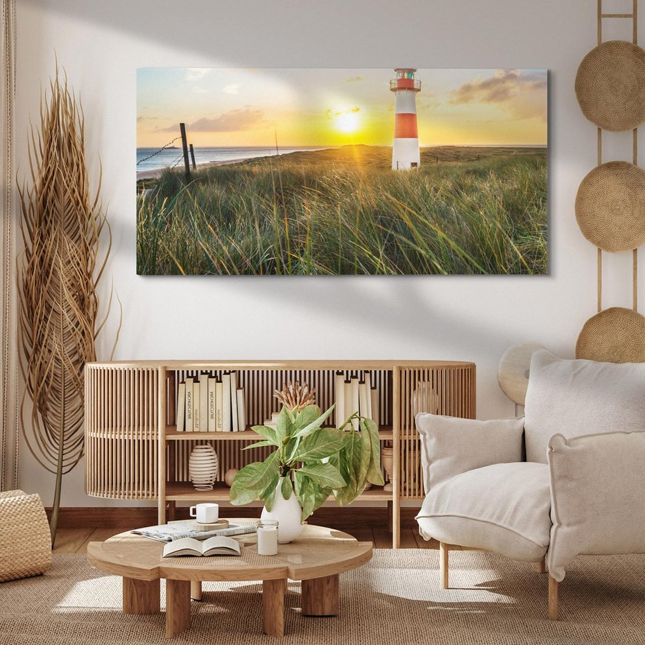 Obraz na płótnie 120x60 - Magia latarni przy zachodzie - latarnia, zachód