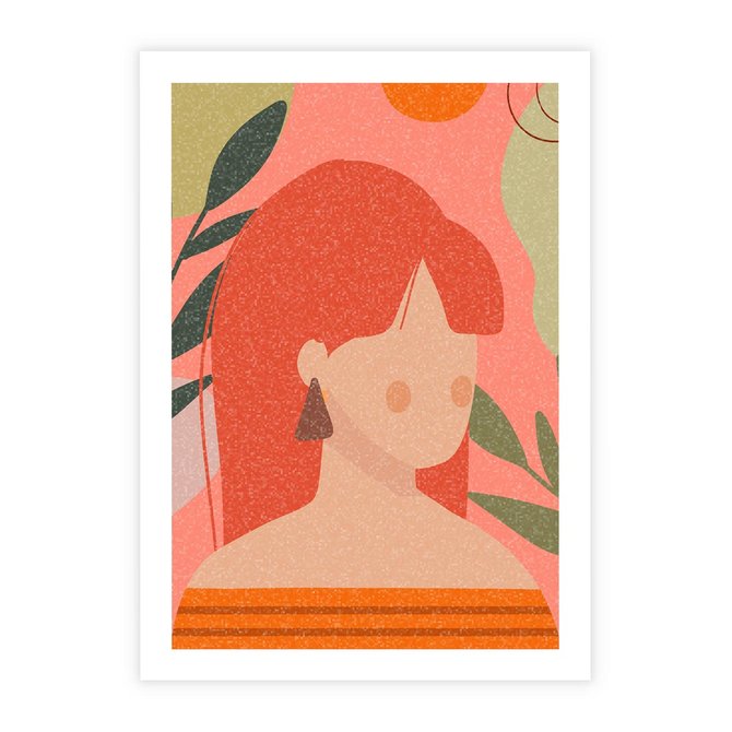 Plakat bez ramy 21x30 - Kobieca Refleksja - nowoczesny plakat, styl retro