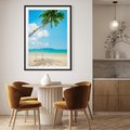 Plakat bez ramy 30x40 - Hawajska palma i huśtawka na plaży - palma, huśtawka