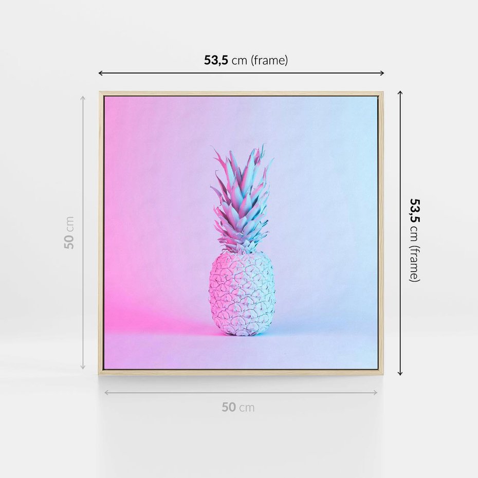 Obraz w ramie 50x50 - Ananas Abstrakcja - ananas, abstrakcja - rama drewno