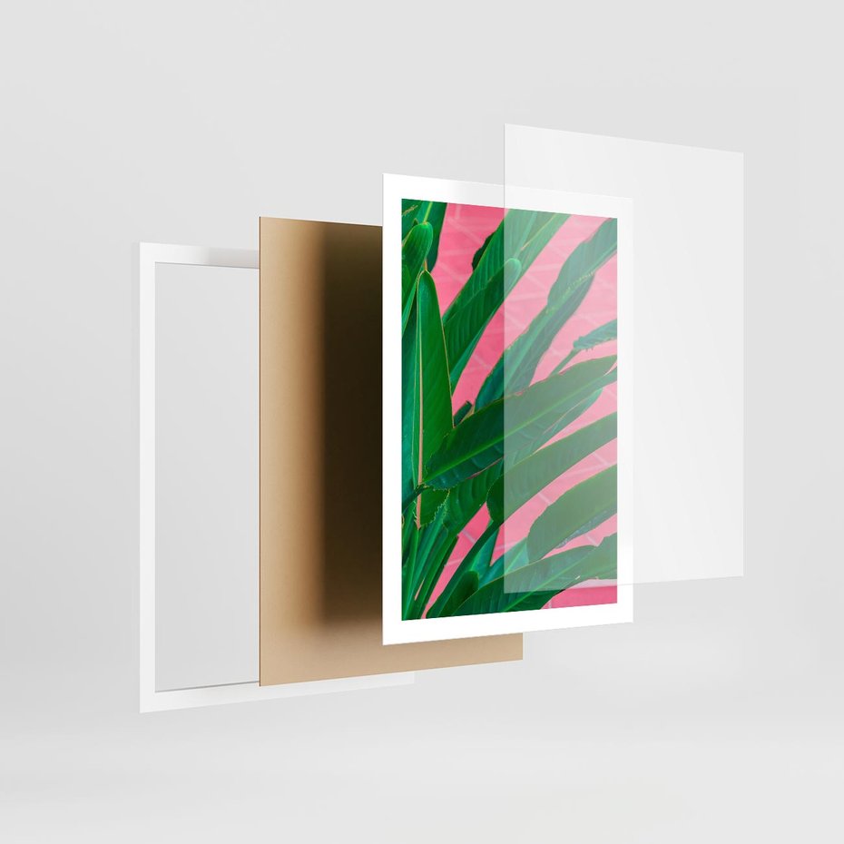 Plakat w ramie 50x70 - Odezwij się do przeszłości - liście, retro - rama biała