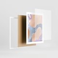 Plakat w ramie 30x40 - Przenikanie Niecodziennych Form - abstrakcyjne akwarelowe plamy, pastele - rama biała