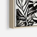 Obraz w ramie 50x50 - Czarne Liście - akwarelowy obraz, czarno biały - rama drewno