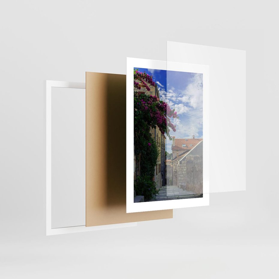 Plakat w ramie 30x40 - Uliczka: perspektywa w mieście - uliczka, perspektywa - rama biała