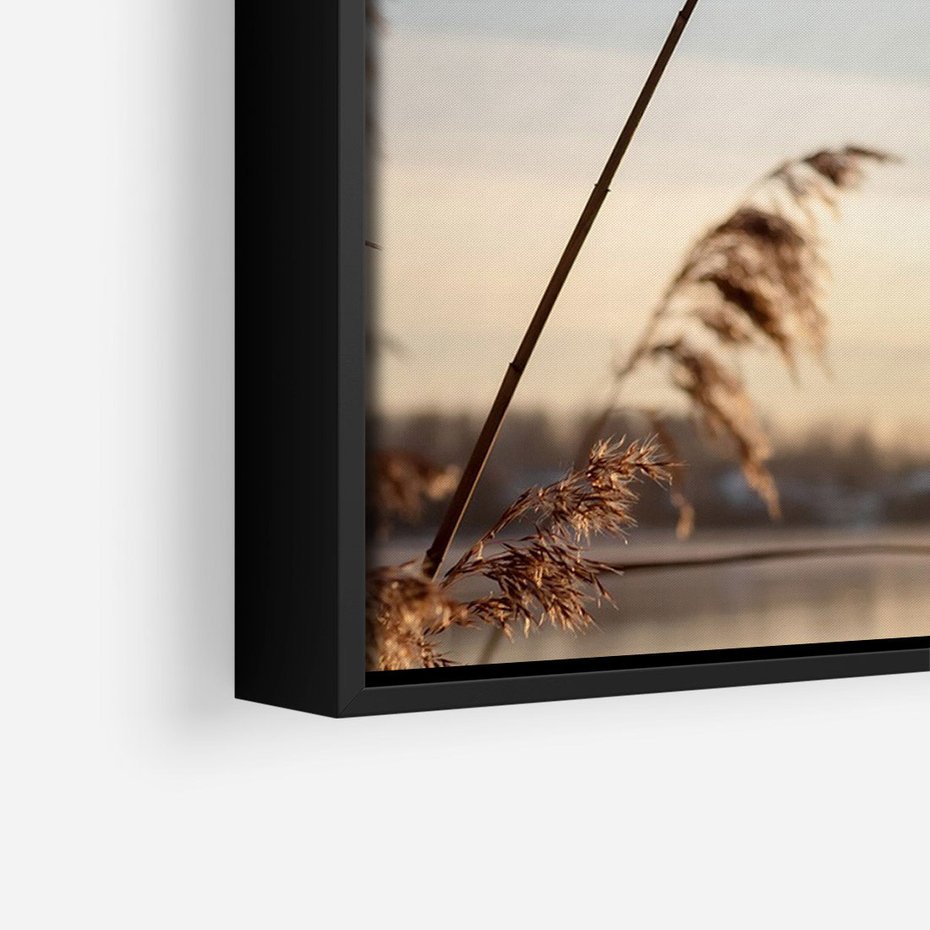 Obraz w ramie 50x70 - Naturalna Delikatność - trawy, boho - rama czarna